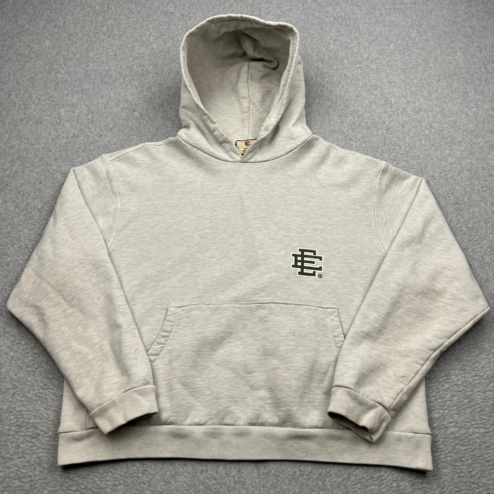 Eric Emanuel Hoodie Mens Medium Gray Cotton Fleece Logo Pullover NY USA Made